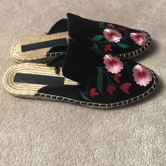 Zara Black embroidered espadrille mule - Picture 2 of 2